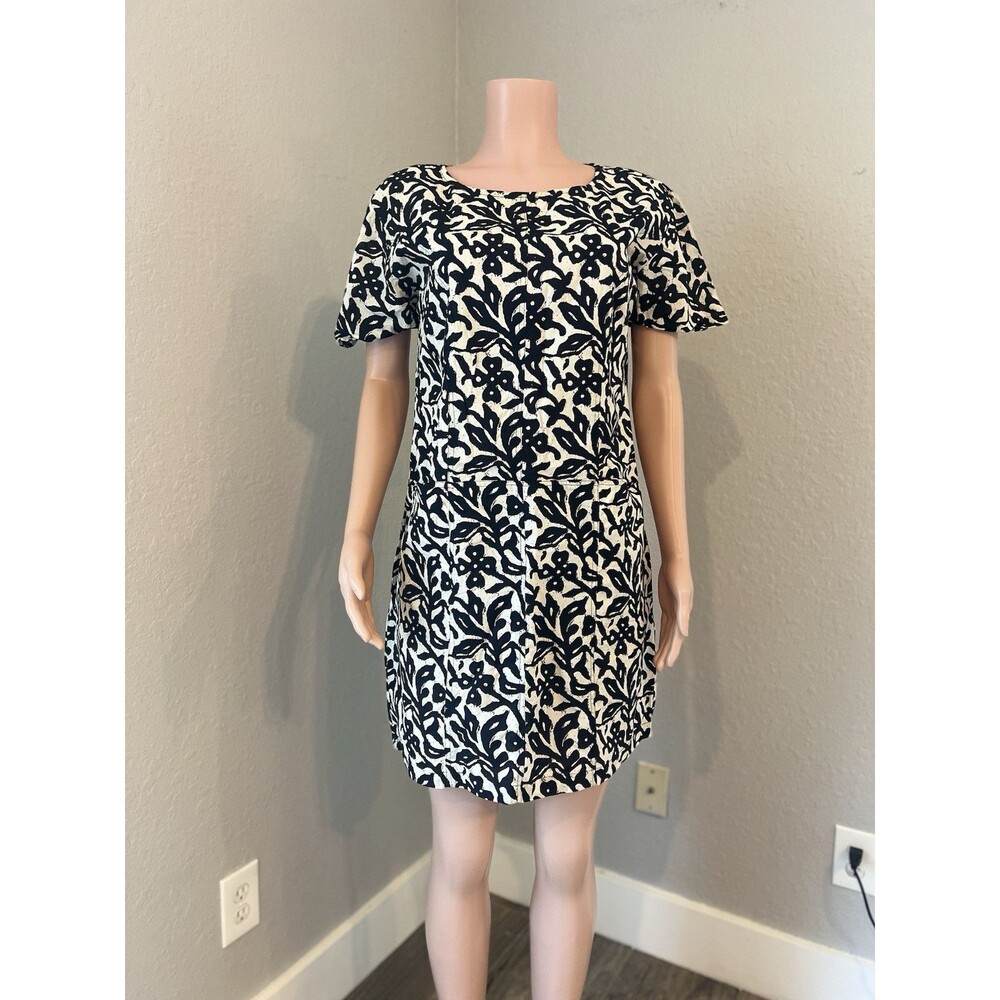 Kikisol Lightweight Sheer Black/ TAN Abstract Tunic SHIFT W/POCKETS MEDIUM #158